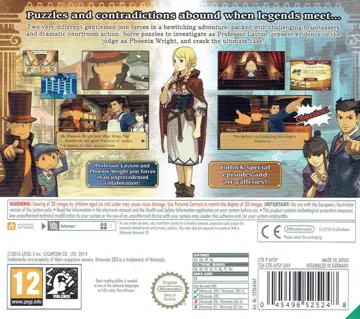 Professor Layton vs Phoenix Wright - Ace Attorney (Europe) (En,Fr,De,Nl) box cover back